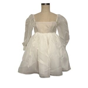 Selkie White Puff Sleeve Dress - size M